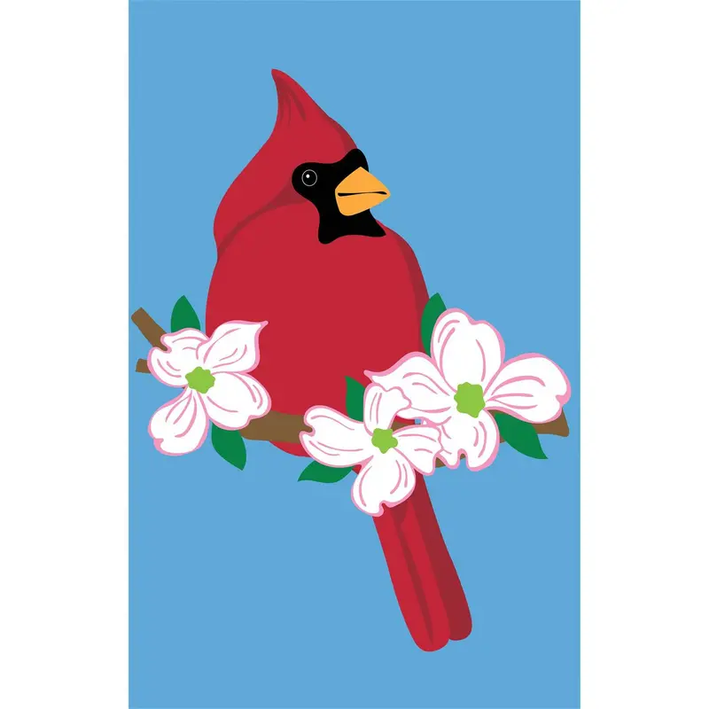 Cardinal With Dogwood Basic Applique House Flag