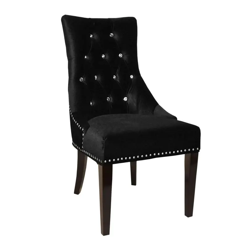 Carlyle Tufted Velvet Side Chair with Nailhead Trim By Armen Living