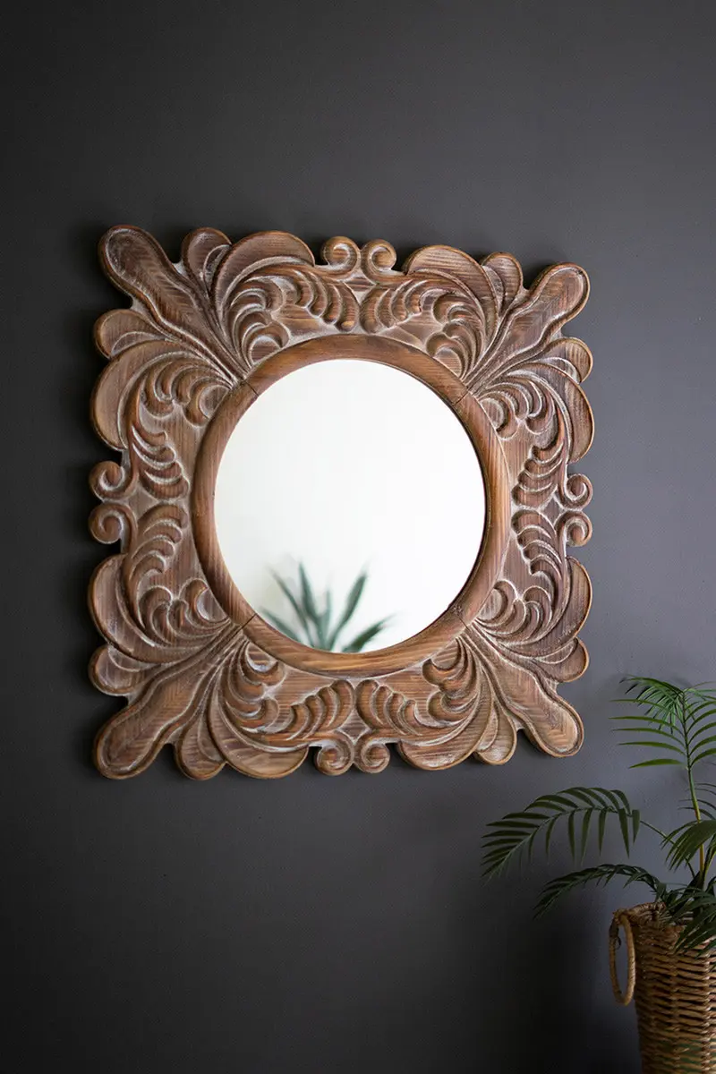 Carved Fleur De Lis Framed Mirror By Kalalou