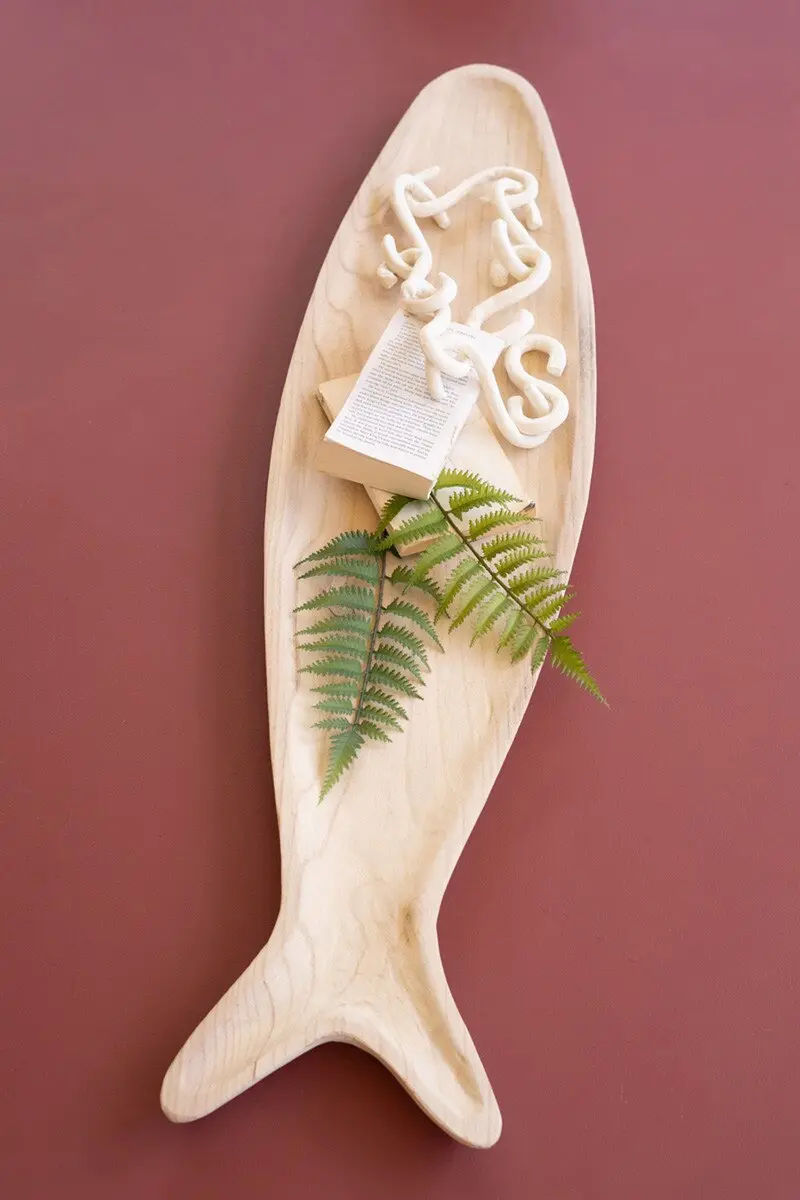 Carved Wooden Fish Platter (Min 2) By Kalalou