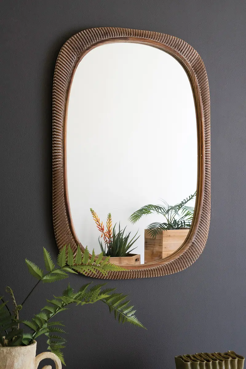 Carved Wooden Framed Mirror By Kalalou