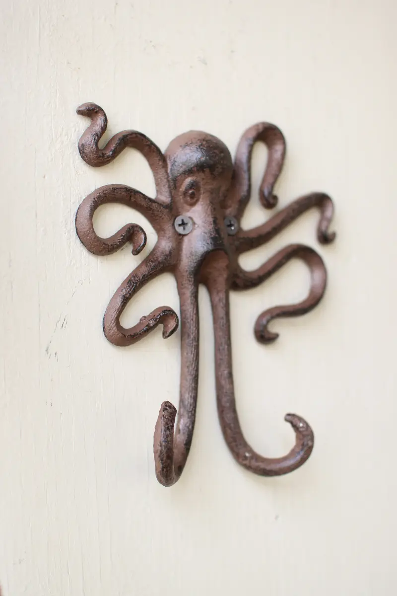 Cast Iron Octopus Wall Hook (Min 4) By Kalalou