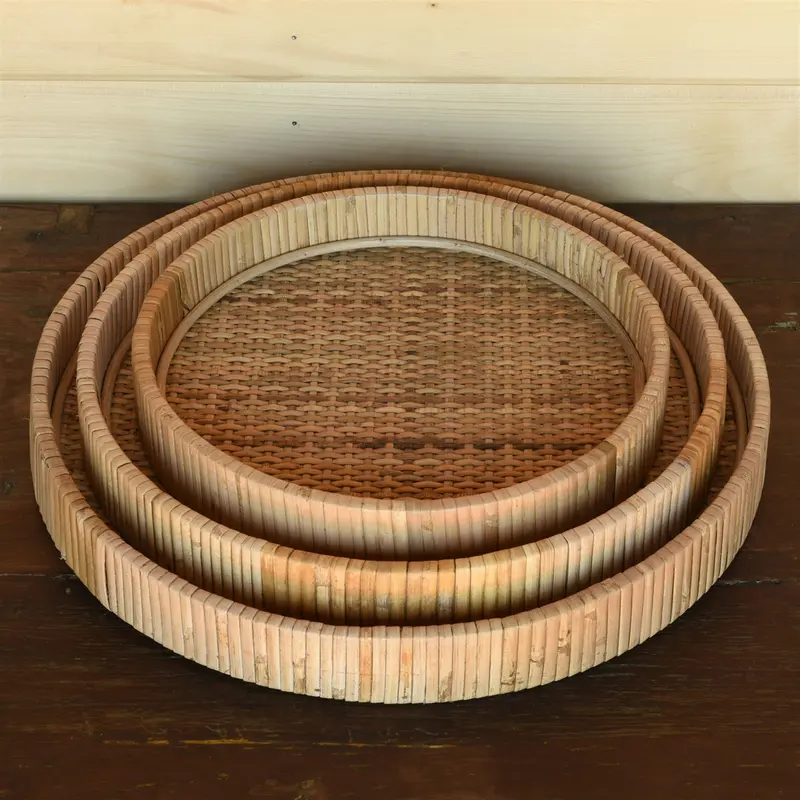 Cayman Tray, Rattan - Small - Natural Set Of 2 By HomArt