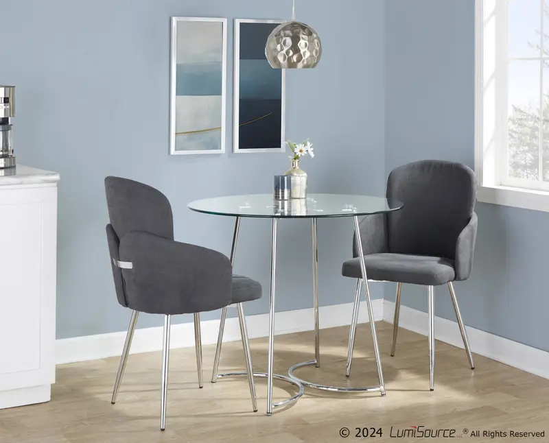 Cece-Dahlia Dining Set - 3 Piece By LumiSource - DS3-CECECHRGL+2DAHLIAFBCHRGY