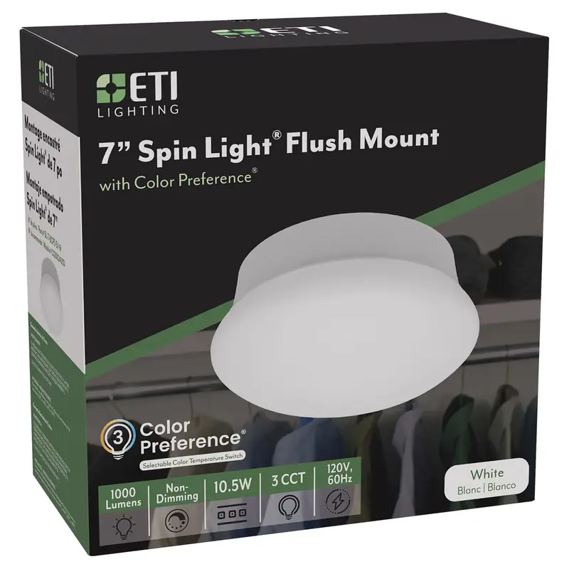 CEIL SPIN LIGHT WHT 7"W