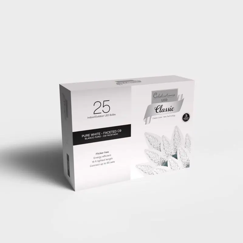 Celebrations Classic LED C9 Pure White 25 ct String Christmas Lights 16 ft.
