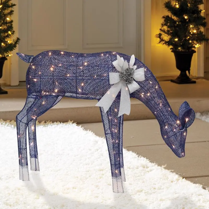 Celebrations LED Warm White Feeding Deer 33 in. Yard Decor