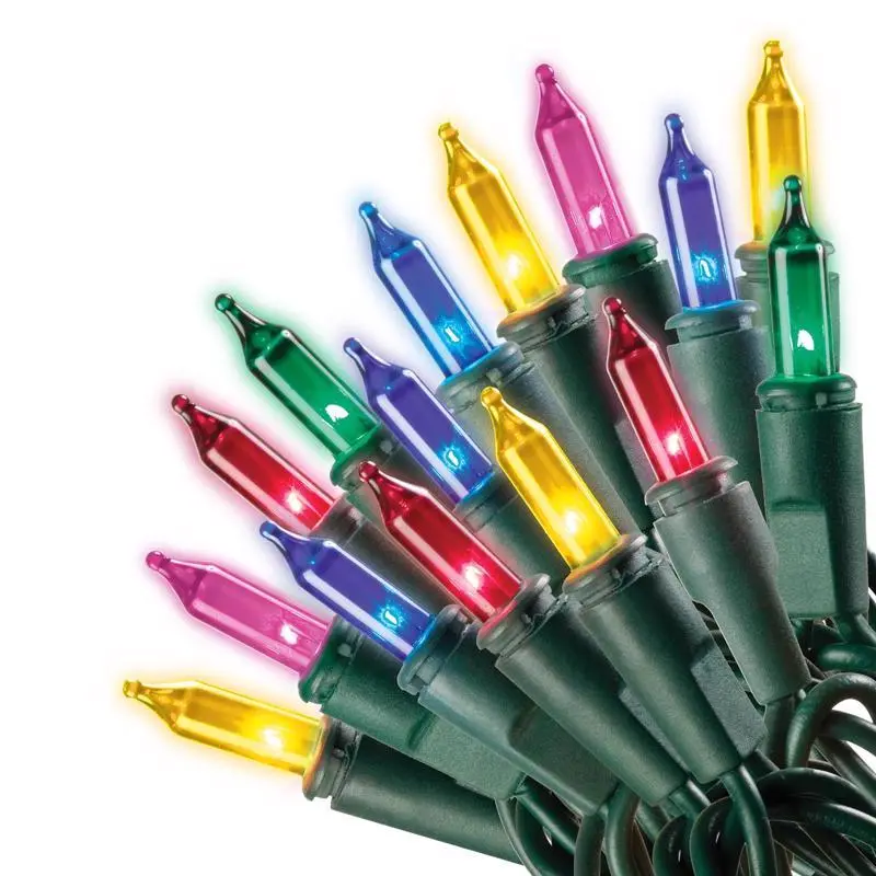 Celebrations Mini Incandescent Light Set Multicolored 62 ft. 300 lights Green - Open Box