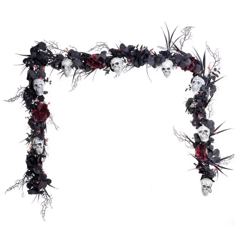 Celebrations Red 50 ct 9 ft. LED Skull Garland Halloween Decor