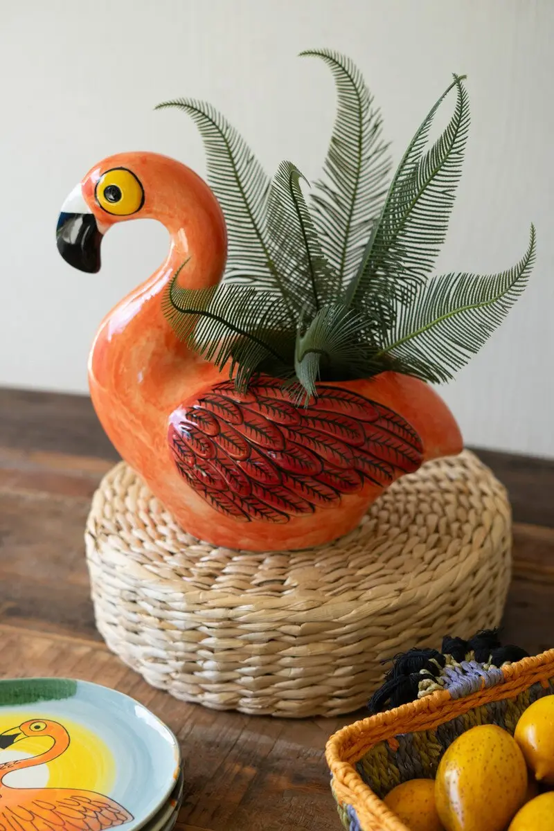 Ceramic Flamingo Vase (Min 2) By Kalalou