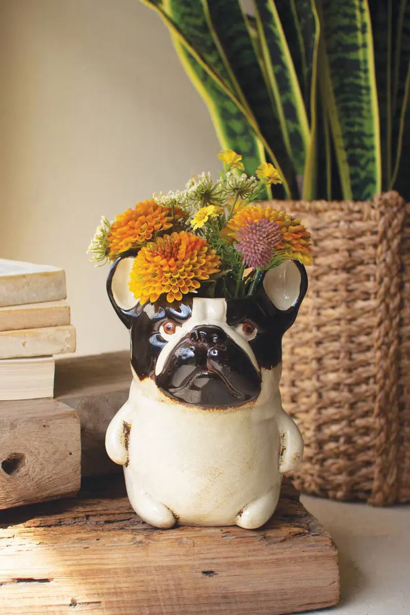 Ceramic French Bulldog Planter (Min 2) By Kalalou