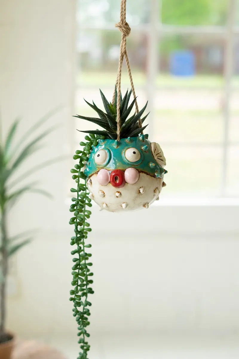 Ceramic Hanging Blowfish Planter (Min 2) By Kalalou