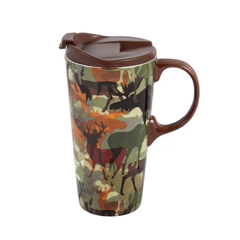 Ceramic Perfect Travel Cup, 17oz, w/ Gift Box, Woodland Camouflage