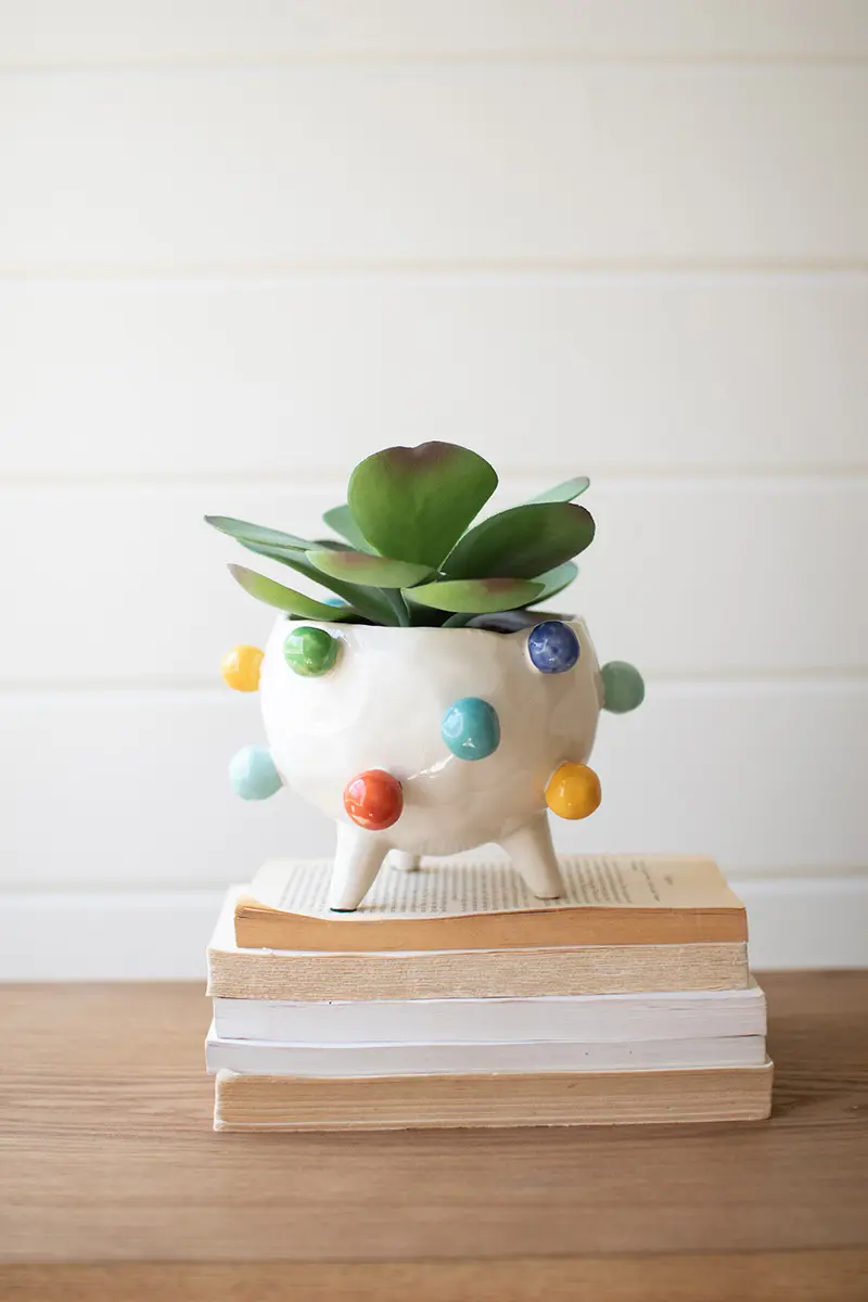 Ceramic Planter With Colorful Bubbles (Min 2) By Kalalou
