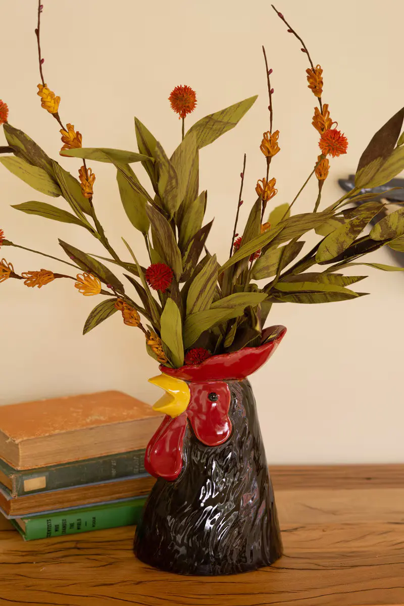 Ceramic Rooster Head Vase (Min 2) By Kalalou