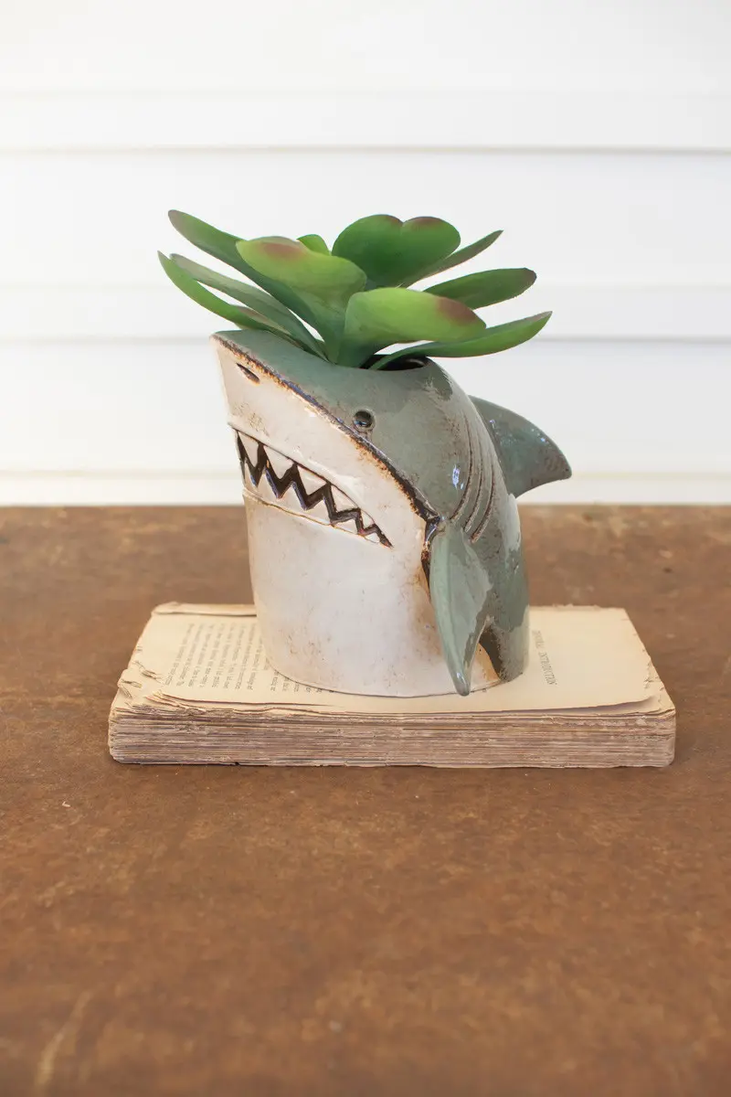 Ceramic Shark Planter (Min 2) By Kalalou