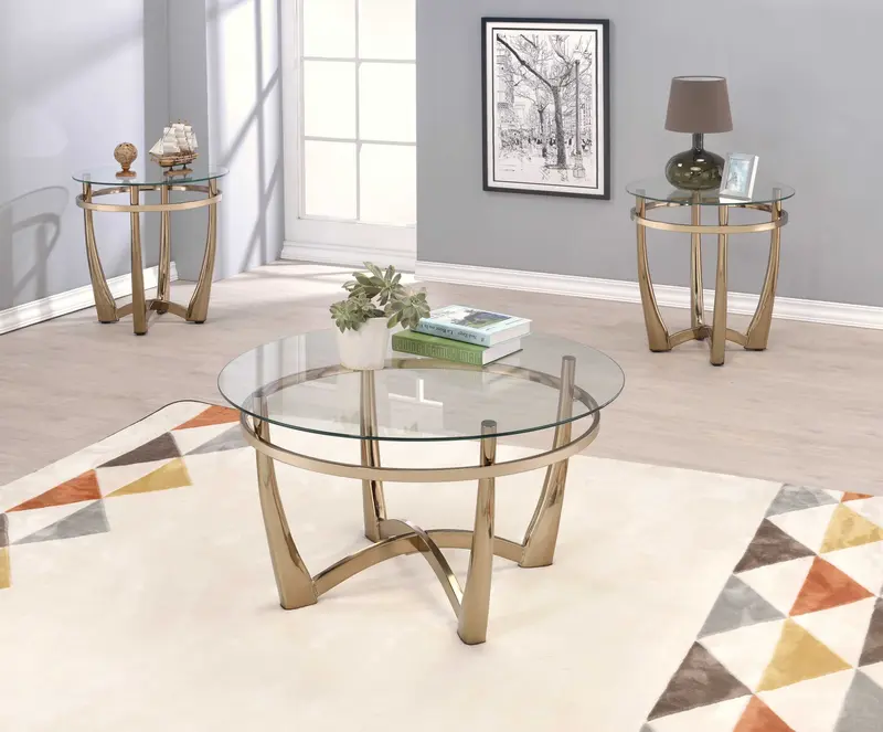 Champagne And Clear Glass Coffee Table By Homeroots