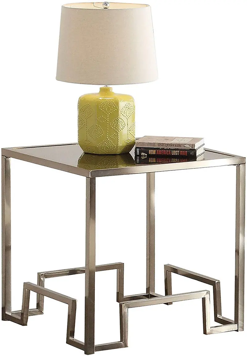 Champagne and Clear Glass End Table By Homeroots