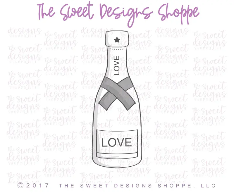 Champagne Bottle v2- Cookie Cutter