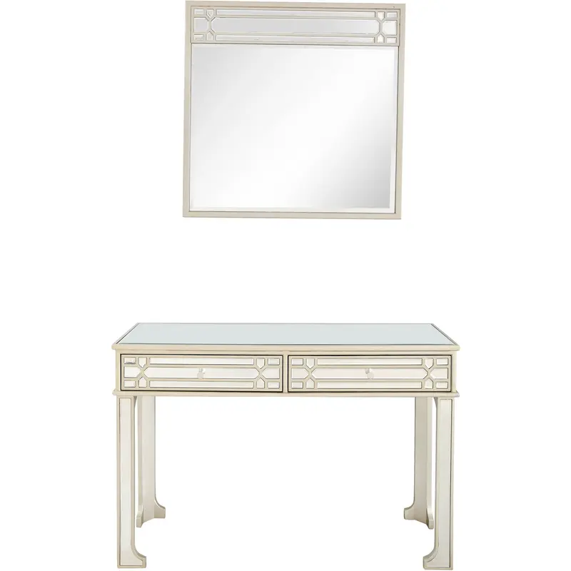 Champagne Finish Mirror and Console Table By Homeroots - 396829