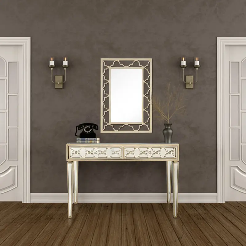 Champagne Glass Mirror Console Table By Homeroots