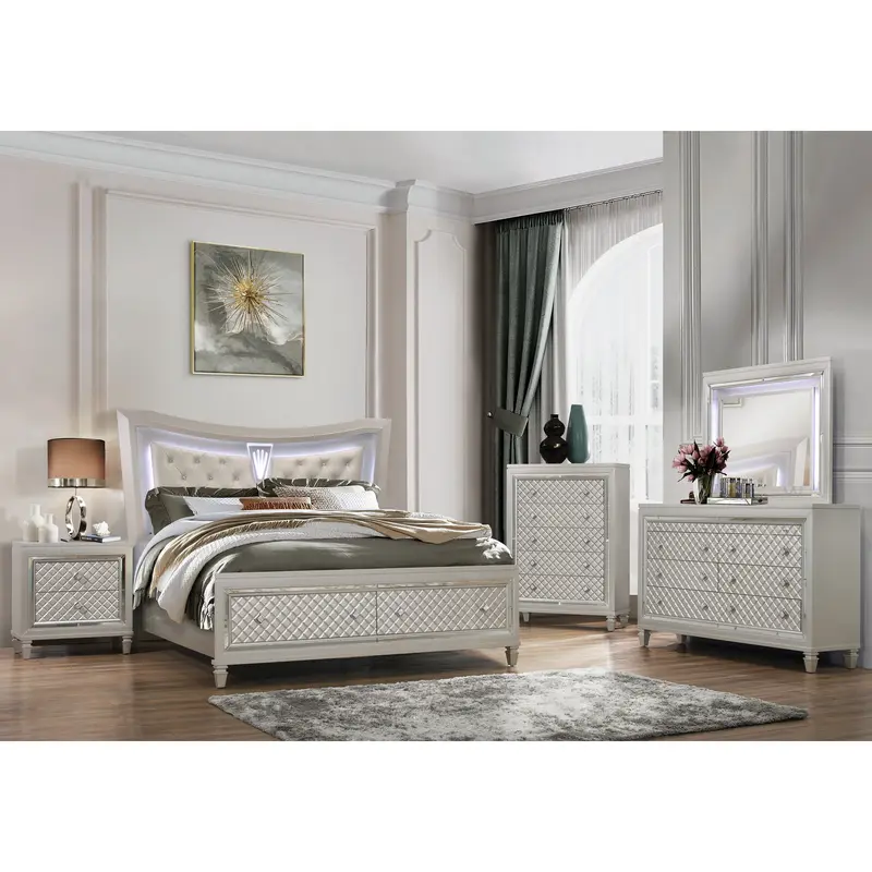 Champagne Toned Dresser With Tapered Acrylic Legs And 2 Jewelry Drawers By Homeroots