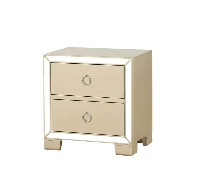 Champagne Wood Mirror Veneer Nightstand By Homeroots
