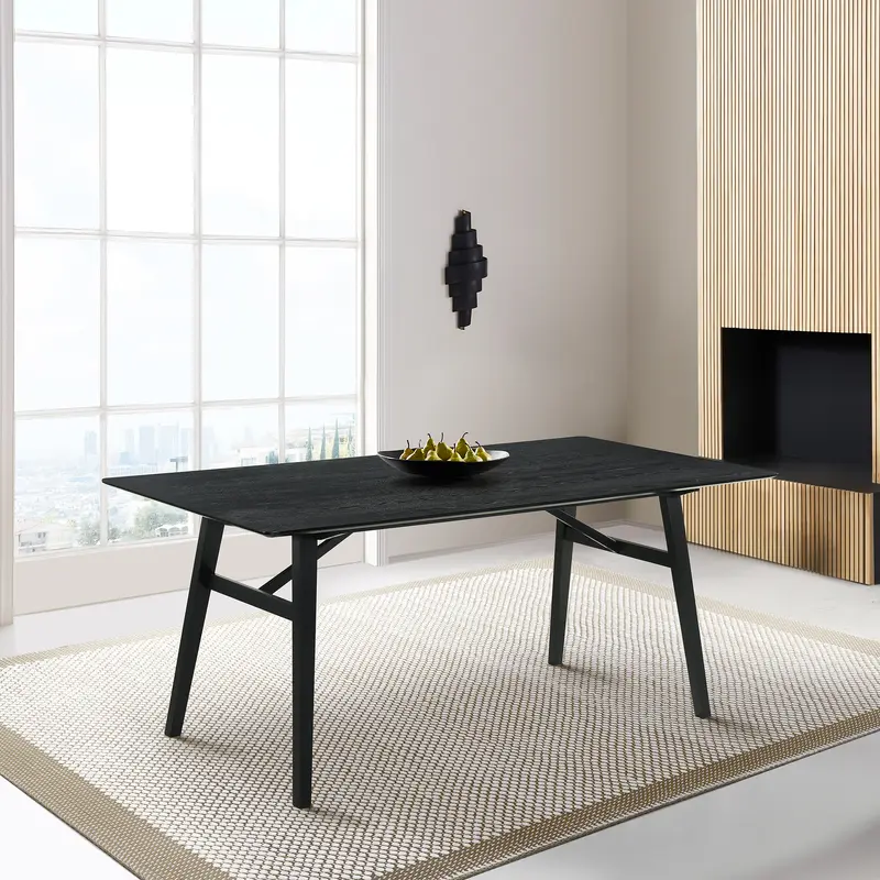 Channell Wood Dining Table in Black Finish By Armen Living