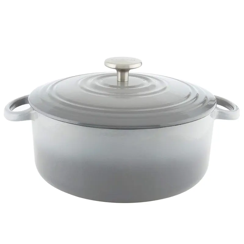 Chantal Round Cast Iron 5-Quart Casserole - Fade Grey