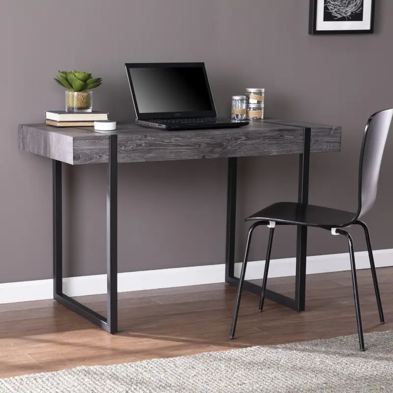 Charcoal Black Small Space Desk By Homeroots