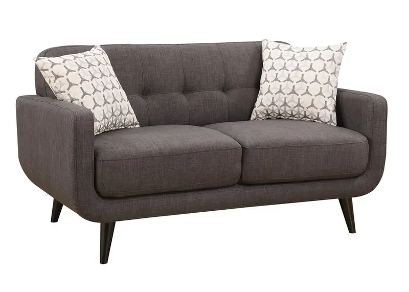 Charcoal Mid-Century Polyester Fabric Love Seat By Homeroots