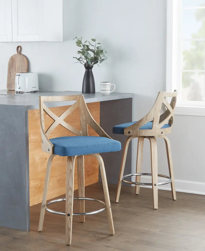 Charlotte 26" Fixed-Height Counter Stool - Set of 2 Blue By LumiSource