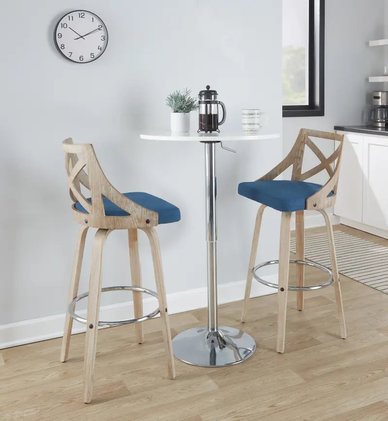 Charlotte 30" Fixed-Height Barstool - Set of 2 Blue By LumiSource