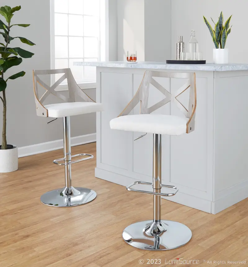 Charlotte Adjustable Barstool - Set of 2 By LumiSource - BS-CHARLOTFB-RR2 CHRLGYCR2