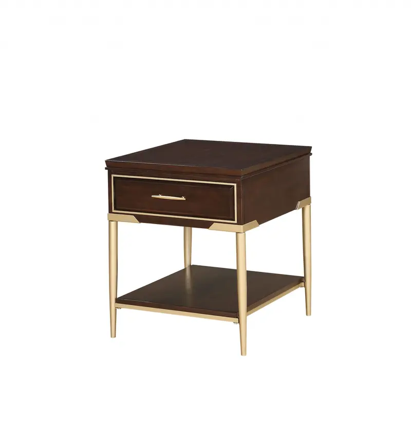 Cherry Metal Wood End Table By Homeroots