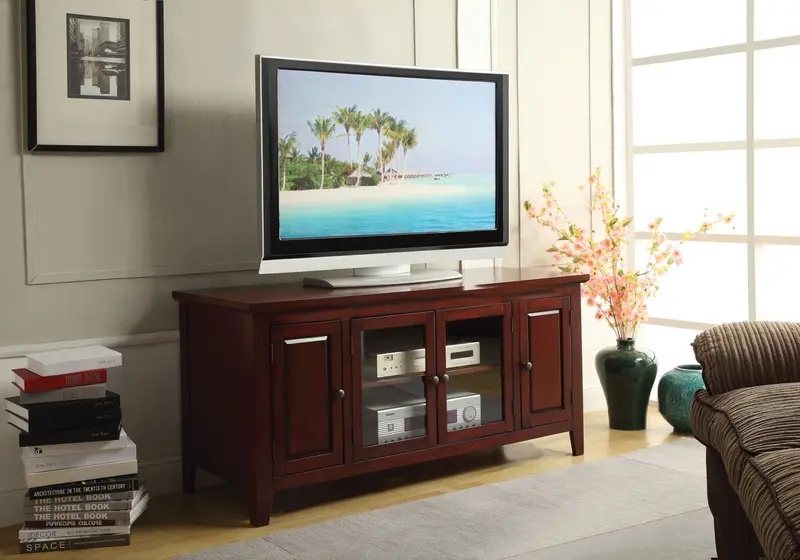 Cherry Solid Poplar Wood Tv Stand By Homeroots