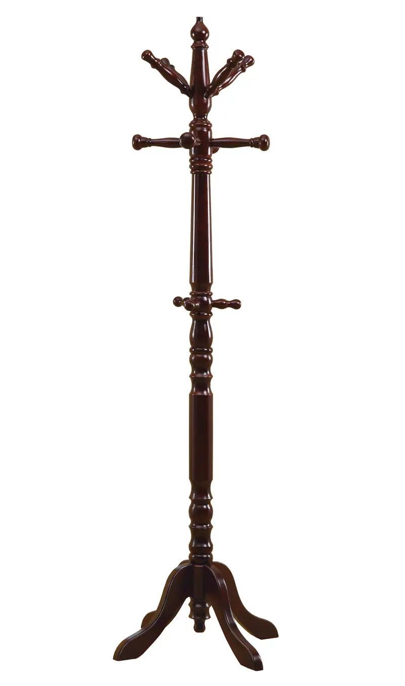 Cherry Solid Wood Finish Coat Rack with Triple Tiered Coat Stand By Homeroots