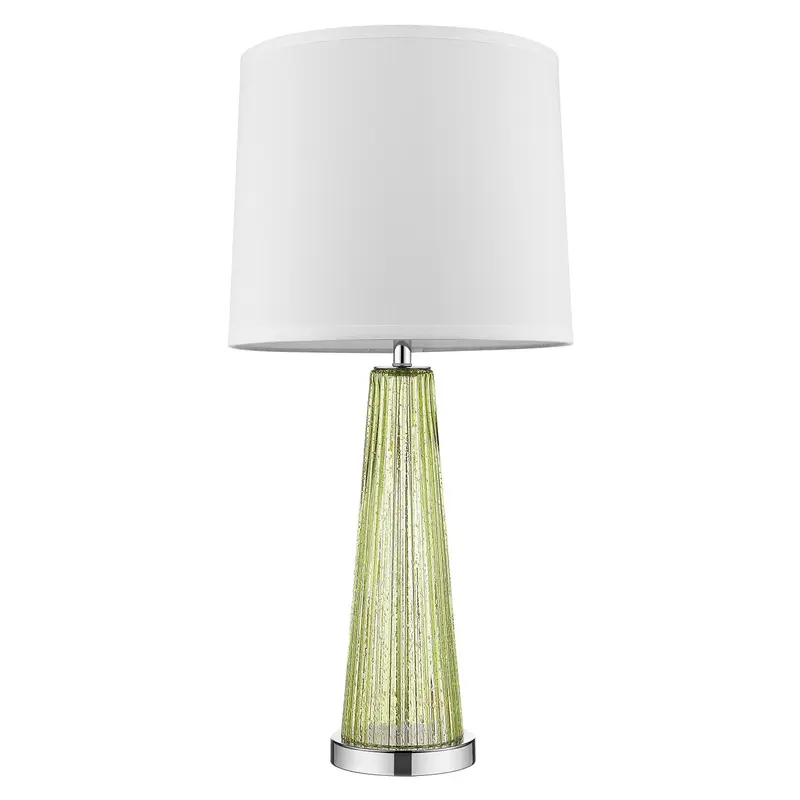 Chiara 1-Light Apple Green Glass And Polished Chrome Table Lamp With Off White Shantung Shade By Homeroots