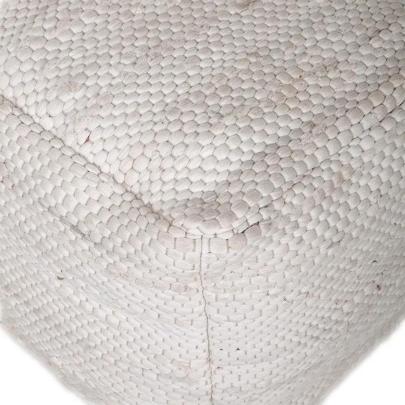 Chic Chunky White Textured Pouf By Homeroots