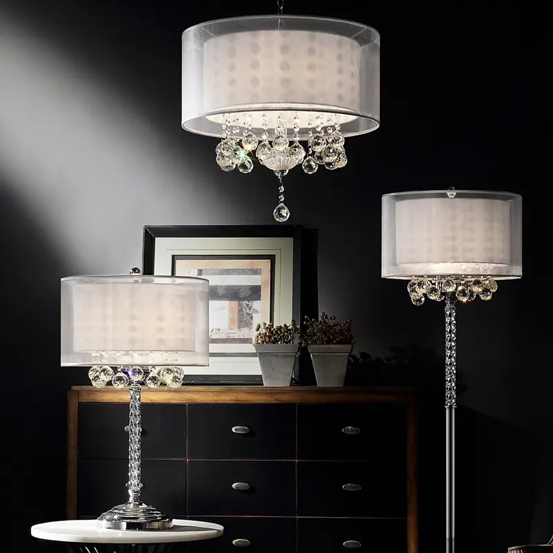 Chic Silver Ceiling Lamp with Crystal Accents and Silver Shade By Homeroots