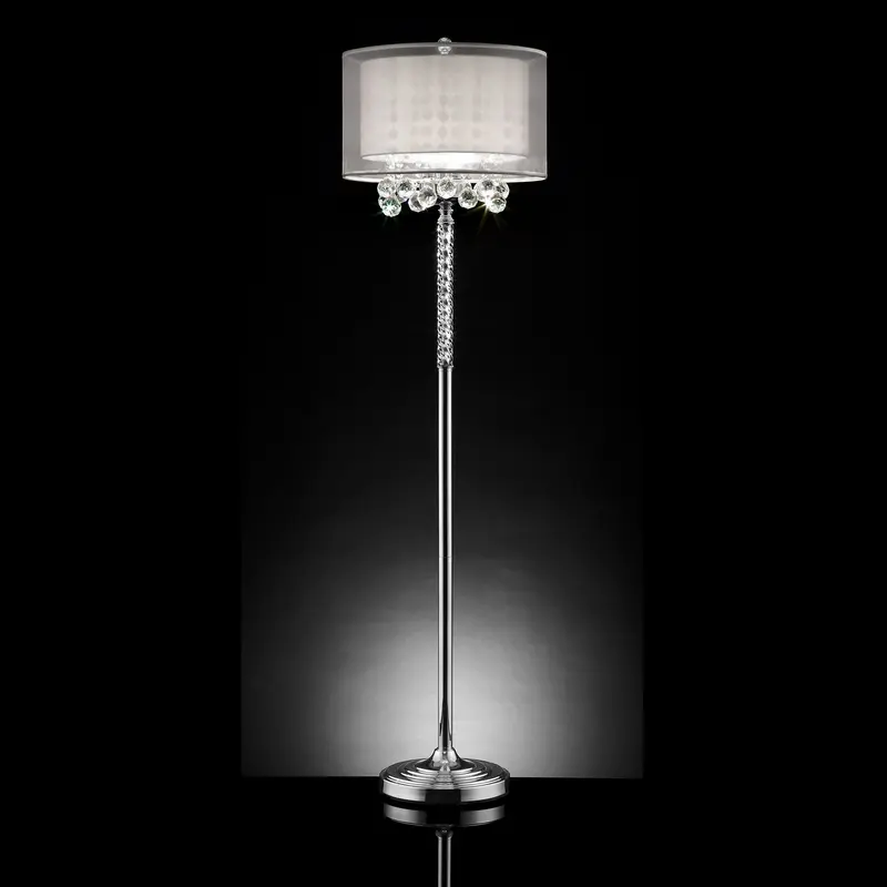 Chic Silver Floor Lamp with Crystal Accents and Silver Shade By Homeroots