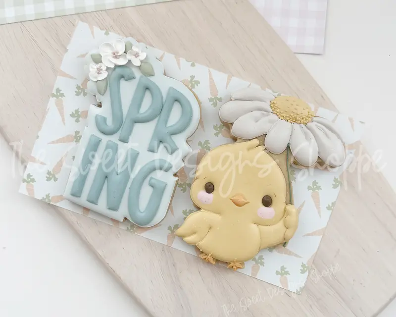 Chick with a Flower & Spring Floral Plaque Set - Set of 2 - Cookie Cutters