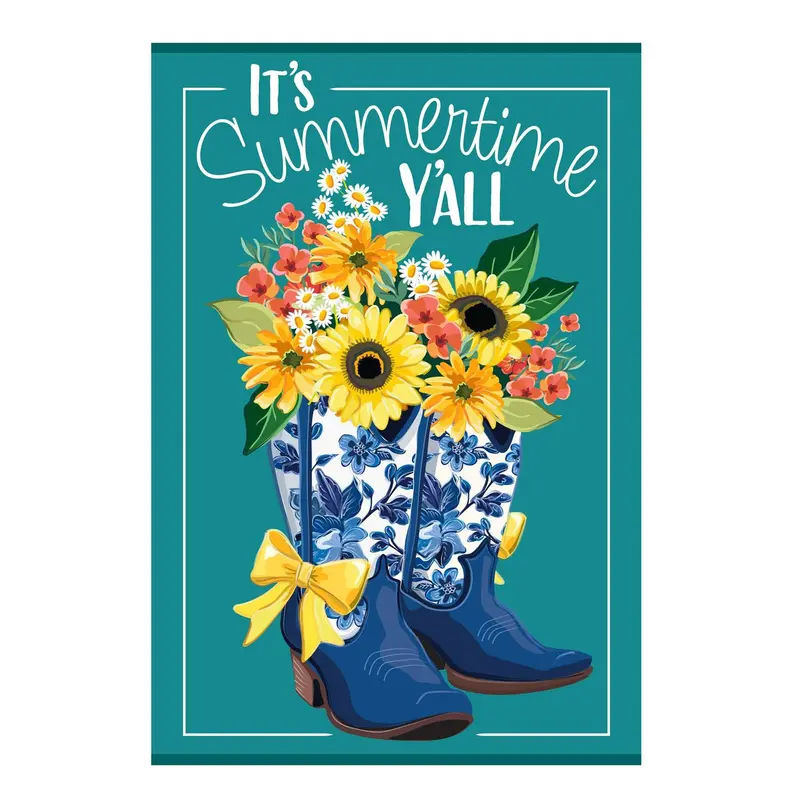 Chinoiserie Cowboy Boots & Bows Applique House Flag