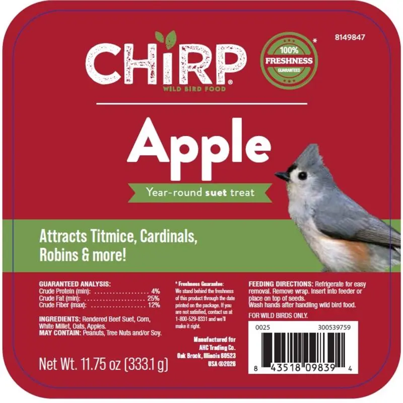 Chirp Apple Treat Apple Suet 11.75 oz (Pack of 12)