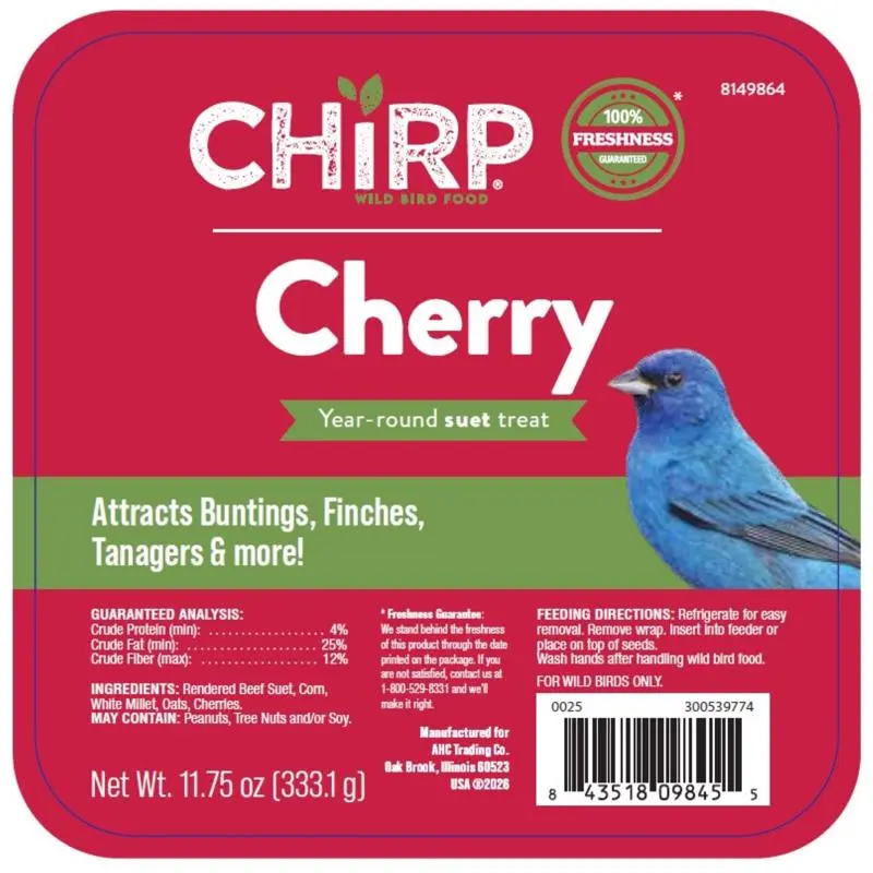 Chirp Cherry Suet Cherry Suet 11.75 oz (Pack of 12)