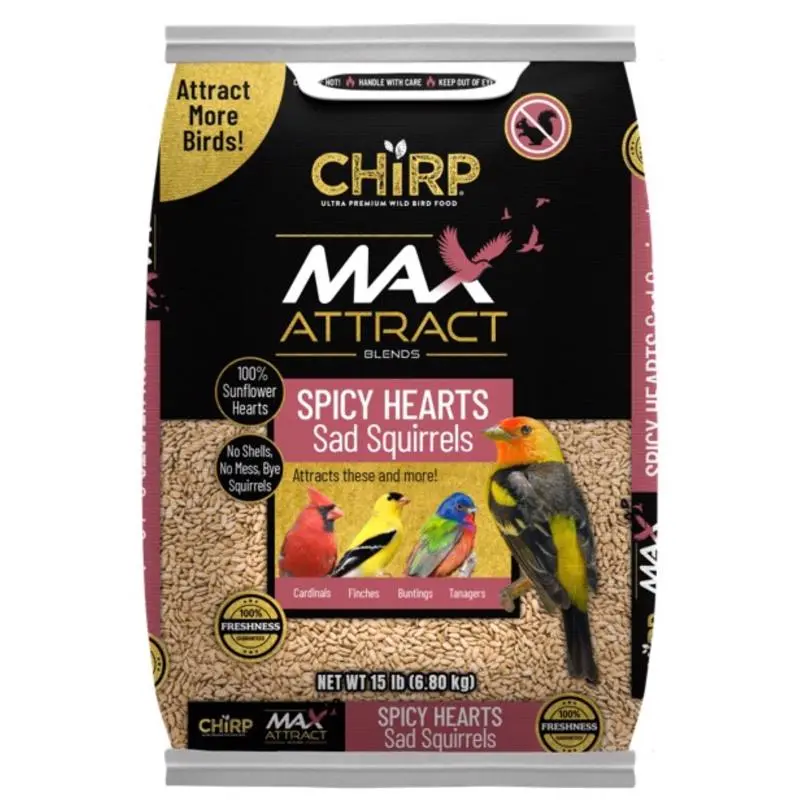 Chirp Max Attract Spicy Sunflower Hearts Wild Bird Food 15 lb