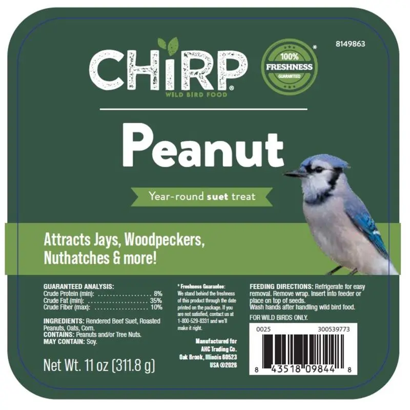 Chirp Peanut Suet Peanut Suet 11 oz (Pack of 12)