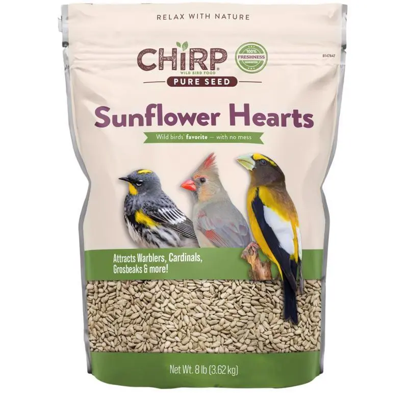 Chirp Pure Seed Sunflower Hearts Wild Bird Food 8 lb (Pack of 4)