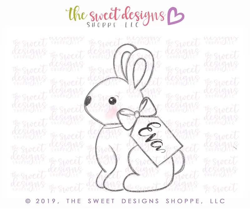 Chocolate Bunny with Tag - Cookie Cutter