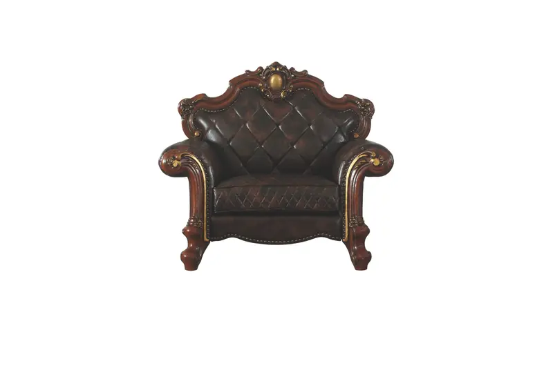 Chocolate Faux Leather Tufted Chesterfield Chair And Toss Pillow By Homeroots